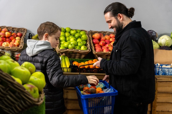 man and boy shopping